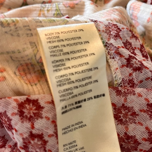 Free People Because I Love You! Printed Oversized Tunic Dress Sheer Large - Picture 8 of 11